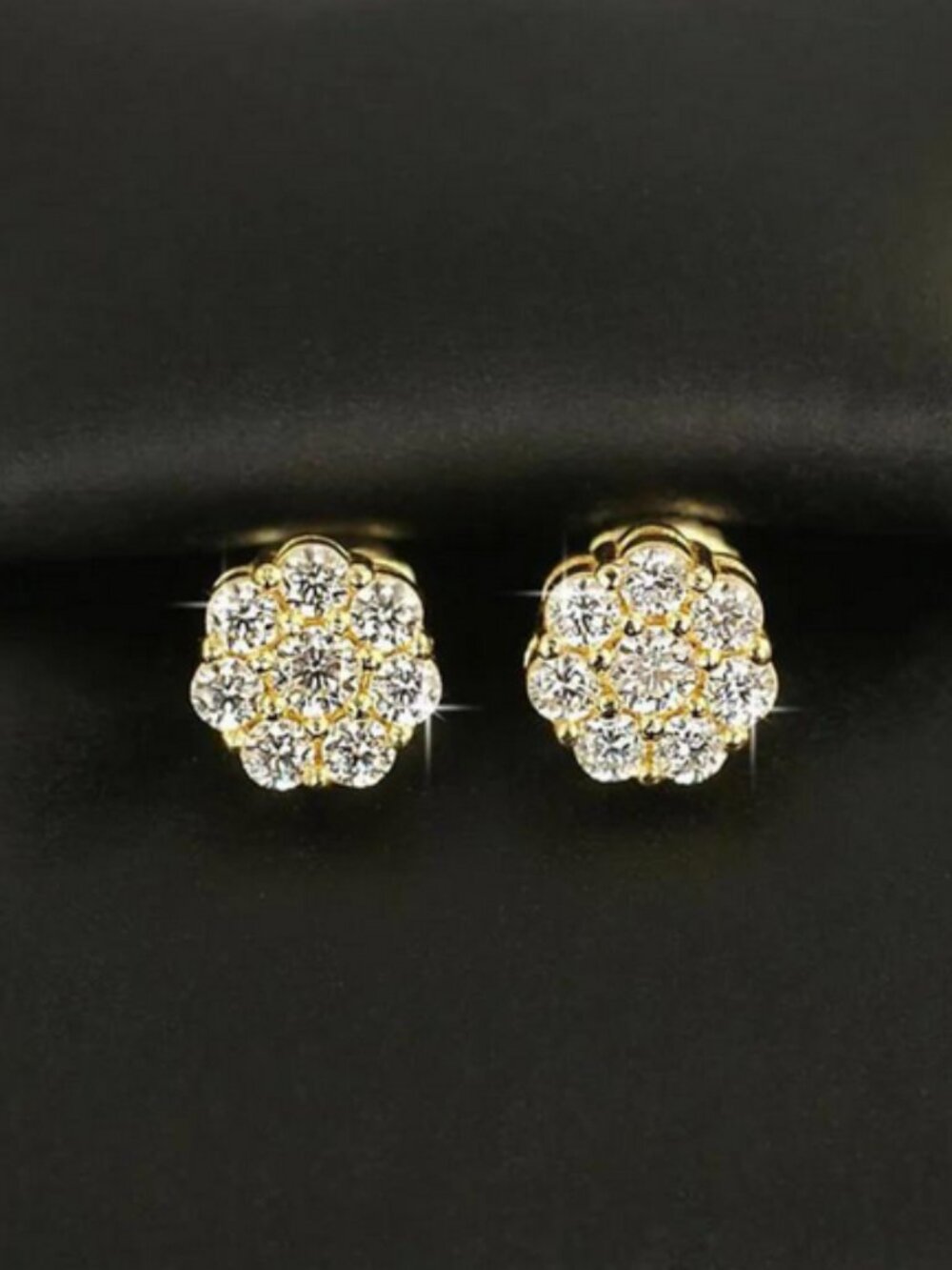 18K Gold Mens 2ct Diamond Stud Earrings Guys Round Gold 18K Silver Studs Jewelry